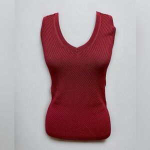 White House Black Market Burgundy Knit Sleeveless Top.